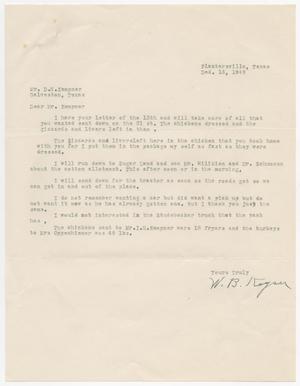 Primary view of object titled '[Letter from W. B. Keyser to D. W. Kempner, December 15, 1949]'.
