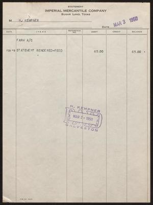 [Invoice for Feed Sold to H. Kempner]