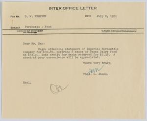 [Letter from T. L. James to D. W. Kempner, July 2, 1951]