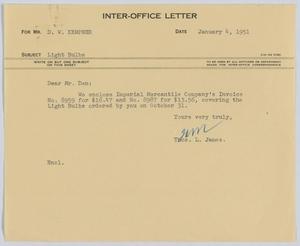 [Letter from T. L. James to D. W. Kempner, January 4, 1951]