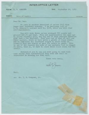[Letter from T. L. James to D. W. Kempner, September 20, 1949]