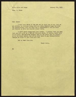 [Letter from D. W. Kempner to Thos. L. James, January 6, 1950]