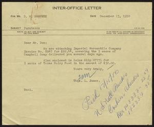 [Letter from T. L. James to D. W. Kempner, December 13, 1950]