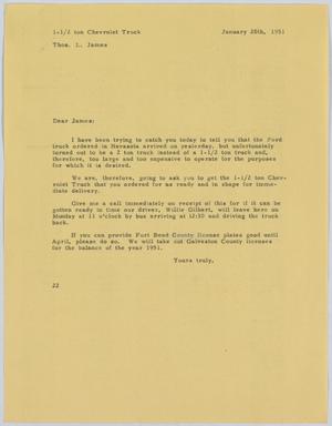 [Letter from D. W. Kempner to Thos. L. James, January 20, 1951]