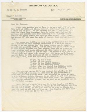 [Letter from T. L. James to D. W. Kempner, July 16, 1948]