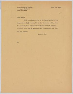 [Letter from D. W. Kempner to T. L. James, March 1, 1949]