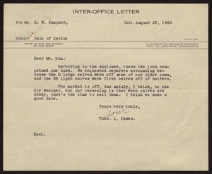 [Letter from T. L. James to D. W. Kempner, August 23, 1950]