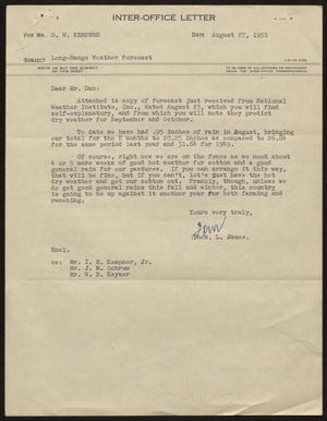 [Letter from T. L. James to D. W. Kempner, August 27, 1951]