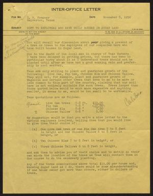 [Inter-Office Letter from I. H. Kempner, Jr., to I. H. Kempner, November 8, 1950]