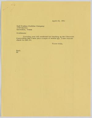 [Letter from D. W. Kempner to Gulf Pontiac-Cadillac Company, April 23, 1951]