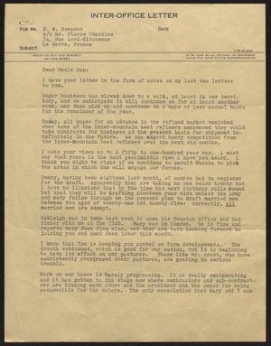 [Letter from I. H. Kempner, Jr., to D. W. Kempner]