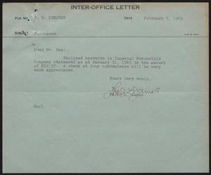 [Letter from T. L. James to D. W. Kempner, February 7, 1949]