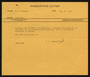 [Letter from I. H. Kempner Jr. to D. W. Kempner, July 16, 1951]