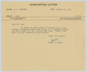 [Letter from T. L. James to D. W. Kempner, January 19, 1951]