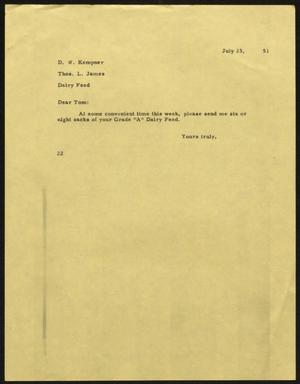 [Letter from D. W. Kempner to Thos. L. James, July 23, 1951]