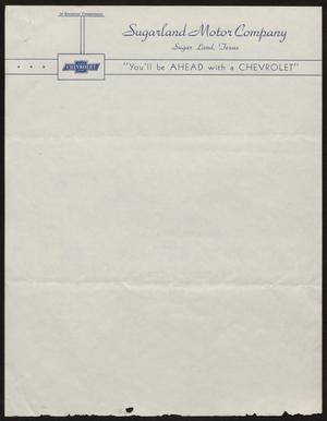 [Stationery With Letterhead for Sugarland Motor Company]