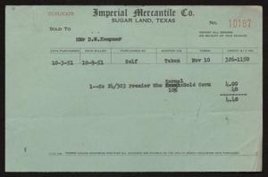 [Invoice Duplicate for One Case of Premier Whole Kernel Gold Corn Sold to D. W. Kempner]