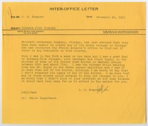 [Letter from I. H. Kempner, Jr. to D. W. Kempner, November 20, 1951]