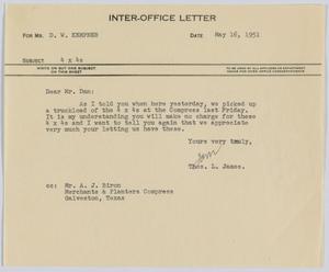 [Letter from T. L. James to D. W. Kempner, May 16, 1951]