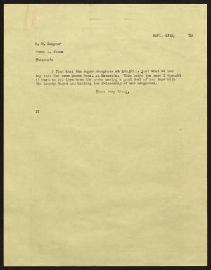 [Letter from D. W. Kempner to Thos. L. James, April 13, 1950]