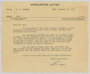[Letter from T. L. James to D. W. Kempner, January 17, 1951]