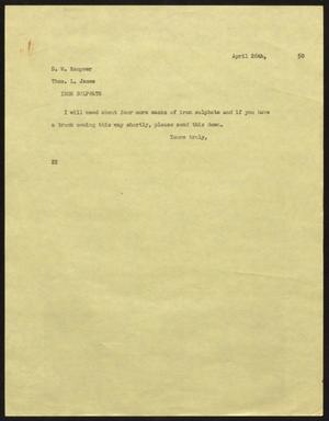 [Letter from D. W. Kempner to Thos. L. James, April 26, 1950]