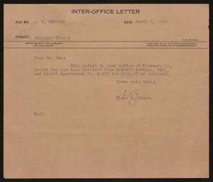 [Letter from T. L. James to D. W. Kempner, March 8, 1950]
