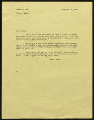 [Letter from D. W. Kempner to T. L. James, February 1, 1950]