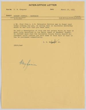 [Letter from I. H. Kempner Jr. to D. W. Kempner, March 14, 1951]