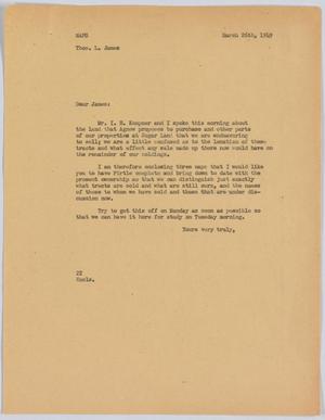 [Letter from D. W. Kempner to Thos. L. James, March 26, 1949]