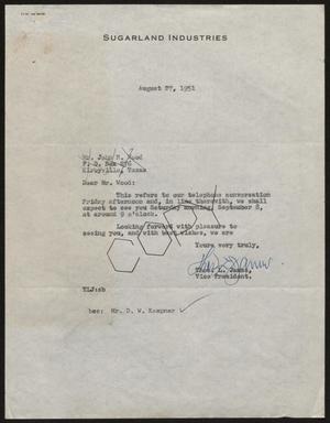 [Letter from Thos. L. James to John R. Wood, August 27, 1951]