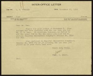 [Letter from T. L. James to D. W. Kempner, November 21, 1950]