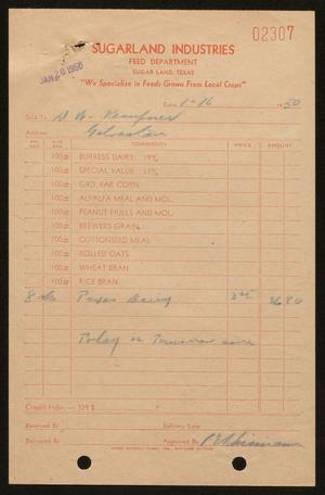 [Invoice for Various Feeds Sold to D. W. Kempner]