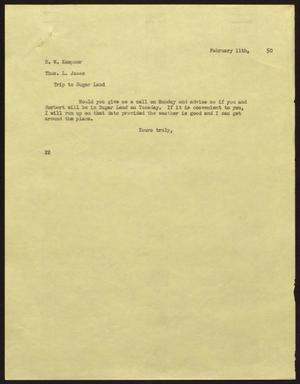 [Letter from D. W. Kempner to T. L. James, February 11, 1950]