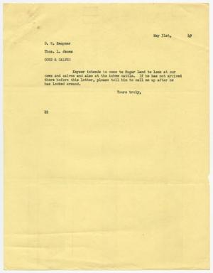[Letter from D. W. Kempner to T. L. James, May 31, 1949]