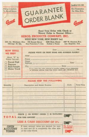 Primary view of object titled '[Blank Order Form, Aeroil Products Company]'.