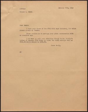 [Letter from D. W. Kempner to Thomas L. James, January 29, 1949]