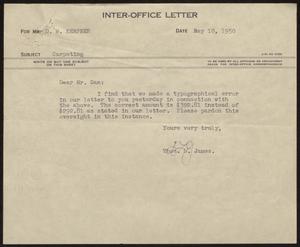 [Letter from T. L. James to D. W. Kempner, May 10, 1950]