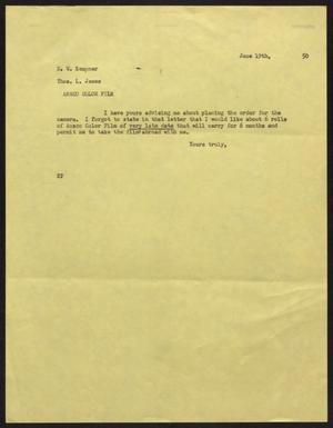 [Letter from D. W. Kempner to T. L. James, June 19, 1950]