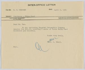 [Letter from Thos. L. James to D. W. Kempner, April 2, 1951]