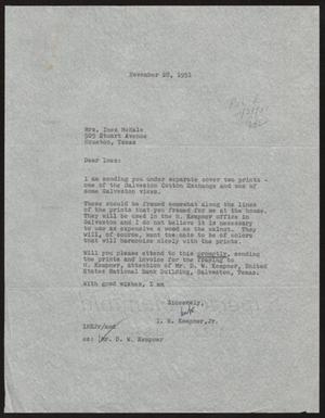 [Letter from I. H. Kempner Jr. to Inez McHale, November 28, 1951]