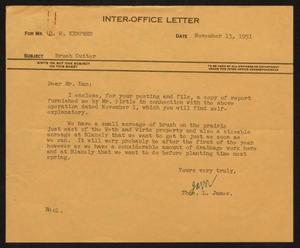 [Letter from T. L. James to D. W. Kempner, November 13, 1951]