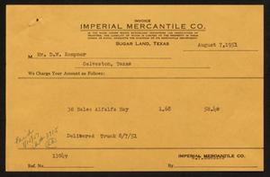 [Invoice for Thirty Bales of Alfalfa Hay Sold to D. W. Kempner]