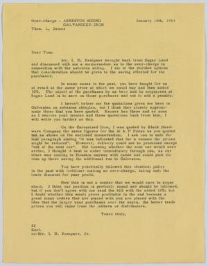 [Letter from D. W. Kempner to Thos. L. James, January 18, 1951]