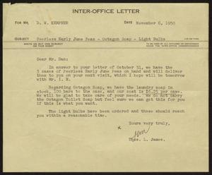 [Letter from Thos. L. James to D. W. Kempner, November 6, 1950]