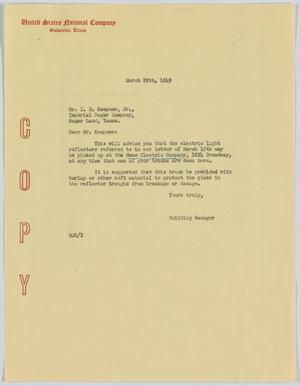 [Letter from the Building Manager to I. H. Kempner, Jr., March 29, 1949]