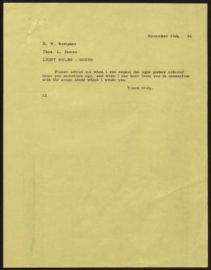 [Letter from D. W. Kempner to T. L. James, November 28, 1950]