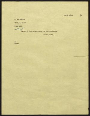 [Letter from D. W. Kempner to Thos. L. James, April 15, 1950]