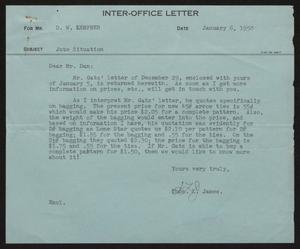 [Letter from T. L. James to D. W. Kempner, January 6, 1950]