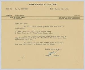 [Letter from T. L. James to D. W. Kempner, March 26, 1951]